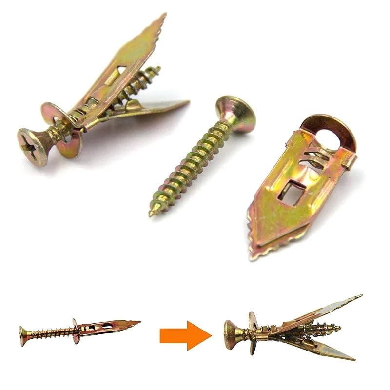 50Pcs Self Tapping Screws Self Drilling Anchors Screws Drywall Anchors Easy Application for Gypsum Plasterboard Dowel