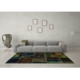 thumbnail image 3 of Ahgly Company Machine Washable Indoor Rectangle Patchwork Turquoise Blue Transitional Area Rugs, 3' x 5', 3 of 4
