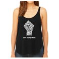 thumbnail image 1 of LA Pop Art Women's Premium Word Art Flowy Tank Top - Love Trumps Hate Fist, 1 of 2