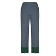 thumbnail image 5 of QATAINLAV Ofertas de Hoy en Liquidación Cotton Linen Pants for Women Summer Casual Elastic Waist Capri Pants Fashion Color Block Tulip Hem Wide Leg Cropped Pants with Pockets Navy M, 5 of 7