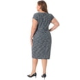 thumbnail image 4 of DARING DIVA Women's Plus Size Vintage Midi Tweed Cap Sleeve Sheath Dress 1X Blue, 4 of 6