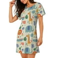 thumbnail image 2 of Kdxio Jungle Animals Pattern Womens Short Sleeve Sleepshirt Scoopneck Cute Nightdress Ruffle Comfy Nightgown, 2 of 6