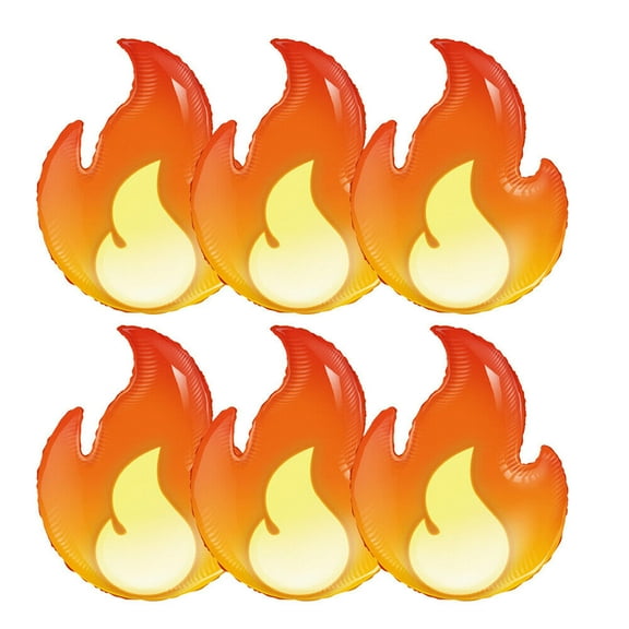 Cymylar Yellow Flame Foil Balloons Fire Truck Fireman Birthday Summer Barbecue Party Balloon (6Pcs）