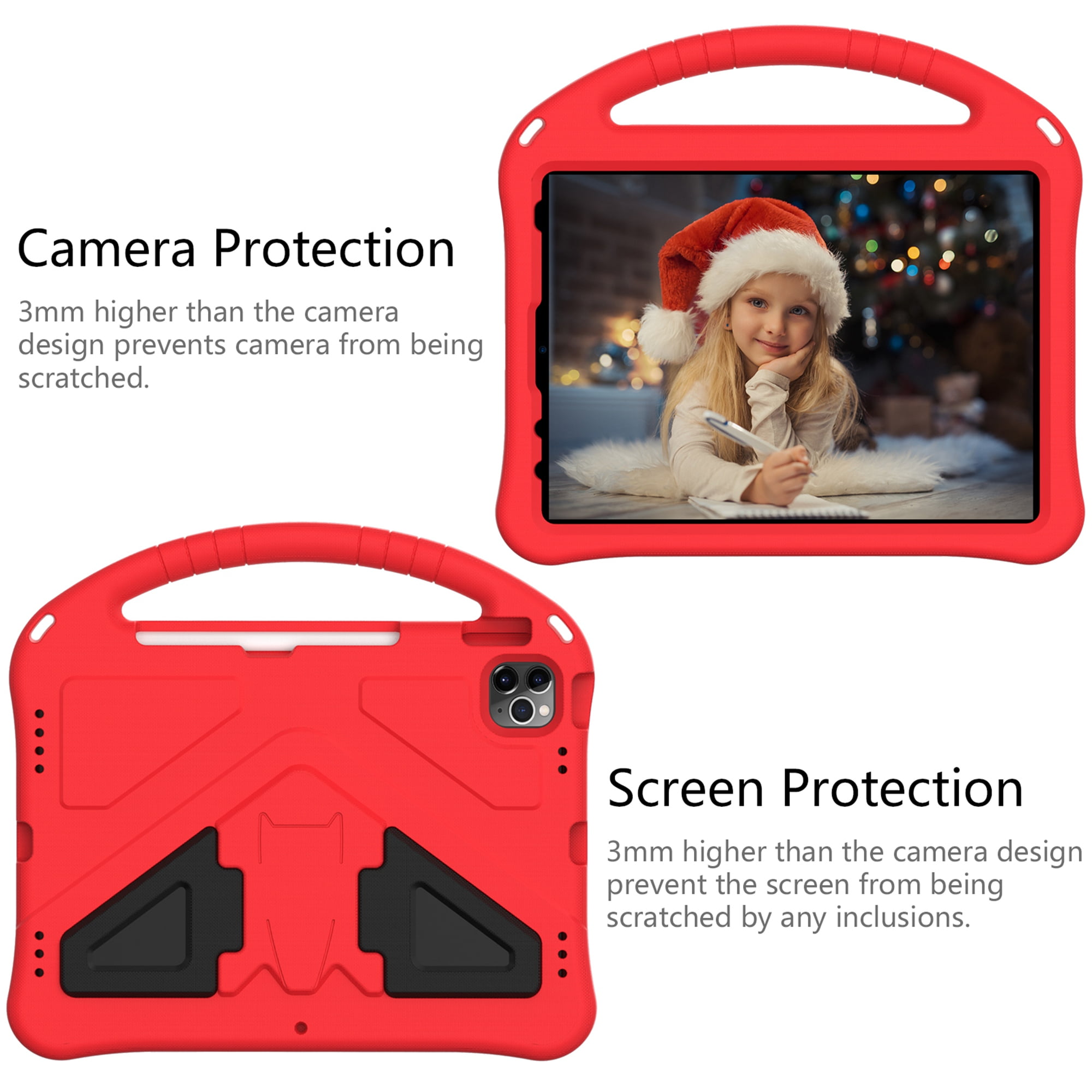 TECH CIRCLE iPad 10th Generation Case 10.9 Inch 2022,Lightweight Kids Friendly Shockproof Protective Case with Handle Pencil Holder Kickstand Child Cover for Apple iPad 10th Gen 10.9 Inch 2022,Red