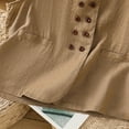 thumbnail image 7 of Ohufall Button Down Vest Tops for Women Fashion Solid Color Casual Cotton Linen Tank Tops Summer Loose Comfy Sleeveless Round Neck Blouses, 7 of 7