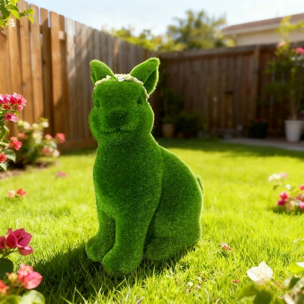 Conejito de Pascua con adorno de mesa verde para decoración del hogar