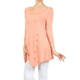 thumbnail image 2 of Women's Solid Lightweight Button Trim Detail Casual Tunic Top, 2 of 5
