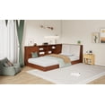 thumbnail image 3 of Twin Size L-Shaped Daybed with Storage Bookcase, Upholstered Headboard & USB Charging Ports, Space-Saving Corner Bed for Small Rooms, Walnut Finish, 3 of 9