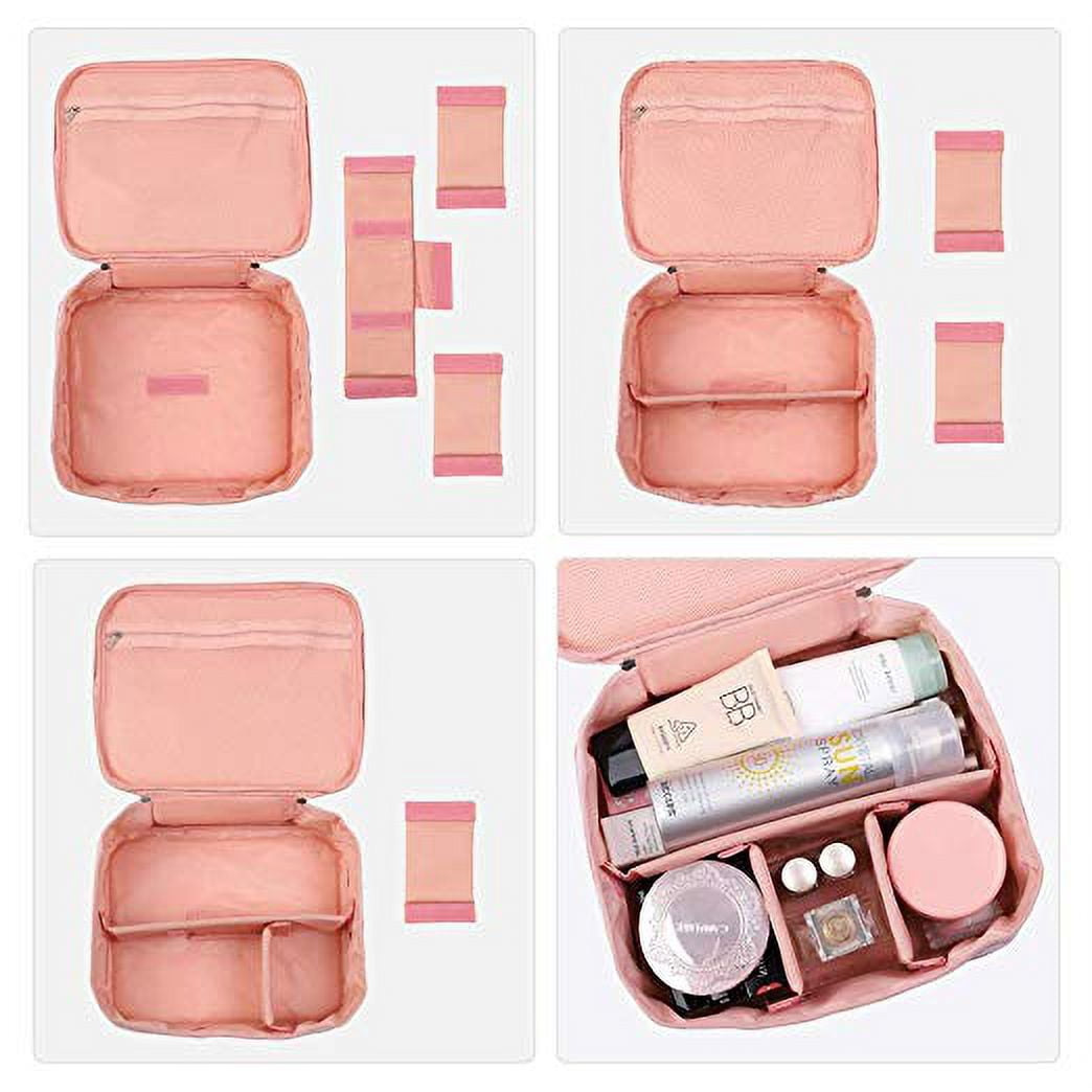 Waterproof Makeup Travel Bag, Cosmetic Organizer with Adjustable Divider - White