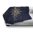 thumbnail image 3 of Psychedelic Soft Flannel Fleece Throw Blanket, Vintage Occult Sun with Face Boho Esoteric Solar Display Print, Cozy Plush for Indoor and Outdoor Use, 50" x 70", Dark Blue Yellow, by Ambesonne, 3 of 6