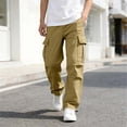 thumbnail image 2 of Besolor Kids Boys Cargo Pants Elastic Waisted Wide Leg Lightweight Breathable Teen Boy Outdoor Hiking Workout Trousers with Multi-pocket(9-10 Years,Khaki), 2 of 7