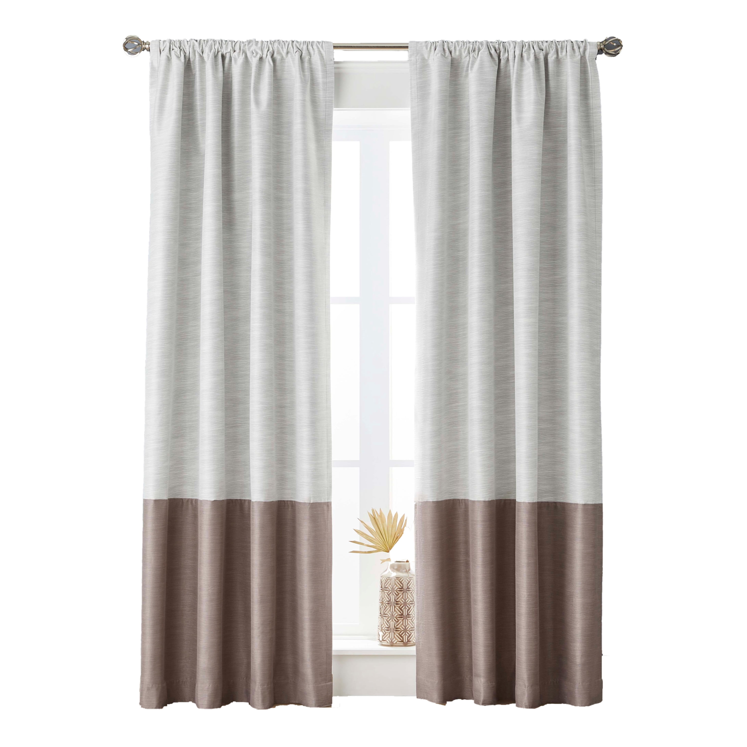 Better Homes & Gardens Colorblock Rod Pocket and Back Tab Blackout Curtain Panel, 1-Piece, Beige, 50" W x 84" L