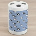 thumbnail image 1 of Cartoon Animal Ceramic Toothbrush Holder, Skating Funny Penguins Fun Activity Cheerful Smiling Mascots Couple, Decorative Versatile Countertop for Bathroom, 4.5" X 2.7", Multicolor, 1 of 4