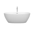 thumbnail image 2 of Juno 63 Inch Freestanding Bathtub in Matte White with Floor Mounted Faucet, Drain and Overflow Trim in Polished Chrome, 2 of 5