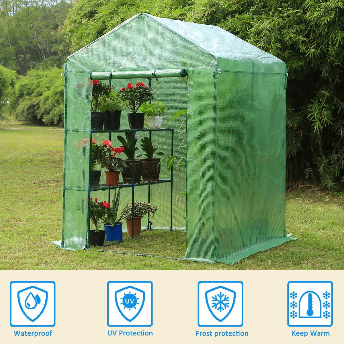 4 Tiers Greenhouse Flower Plants Heavy-duty Bearing Net Gardening Indoor Garden 