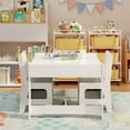 thumbnail image 5 of Noelse 3-in-1 Kids Table and Chair Set with Removable Tabletop Storage, Toddler Craft Table and Chairs for Drawing Playing Studying Eating in Playroom Kids Room Living Room, White, 5 of 8