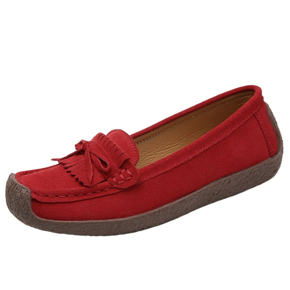 TOWED22 Women's Casual Flats for Women Mesh Comfortable Slip on Flats Shoes Square Toe Classic Cute Ballet Flats Shoes(Red,9)