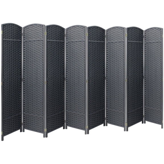 Sorbus 8-Panel Folding Room Divider, Gray Mesh Hand-Woven Privacy Screen, 128" W x 69" H