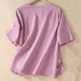 thumbnail image 4 of Fiudx Ofertas y Liquidaciones Top de Manga Corta con Abertura Lateral y Botones para Mujer, Informal, Holgado, Bordado, con Cuello Redondo, 4 of 7