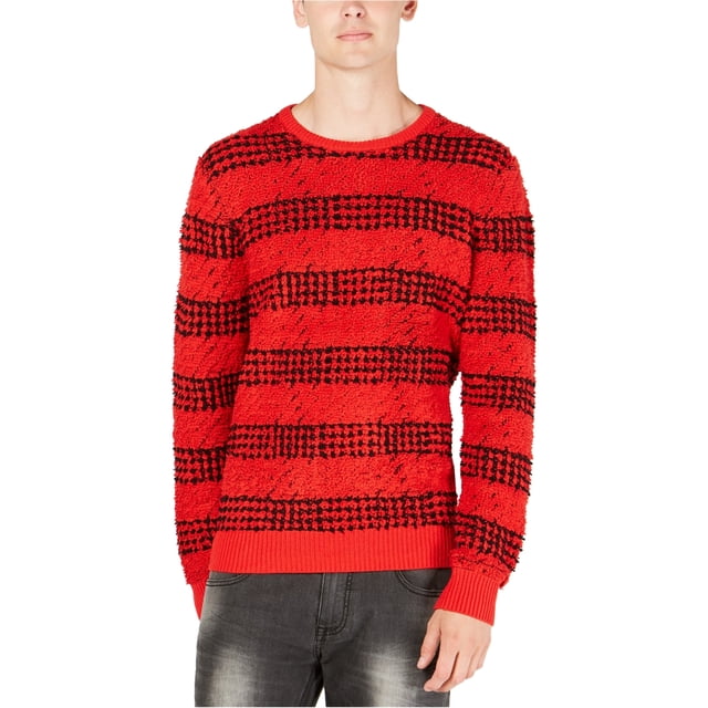 I.N.C Mens Chunky Striped Pullover Sweater, Red, Large