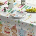 thumbnail image 4 of Birthday Tablecloth 60x102 Inch Rectangular, Colorful Animals Birthday Cake Celebration Washable Seasonal Table Cover for Party Picnic Dinner Decor, 4 of 6