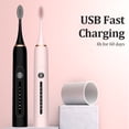 thumbnail image 5 of Cepillo de dientes eléctrico sónico para fiestas de estudiantes, silencioso, suave, con ajuste de 6 velocidades, carga USB, para adultos, parejas, hogar, cabezal impermeable, 5 of 5