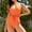 Orange, variant on Hvot&aat Women Bikini Sets One Piece Plunge Skinny Straps Swimsuit Criss Cross Tie Knot Front Bathing Suit Cheeky Drawstring Swimwear