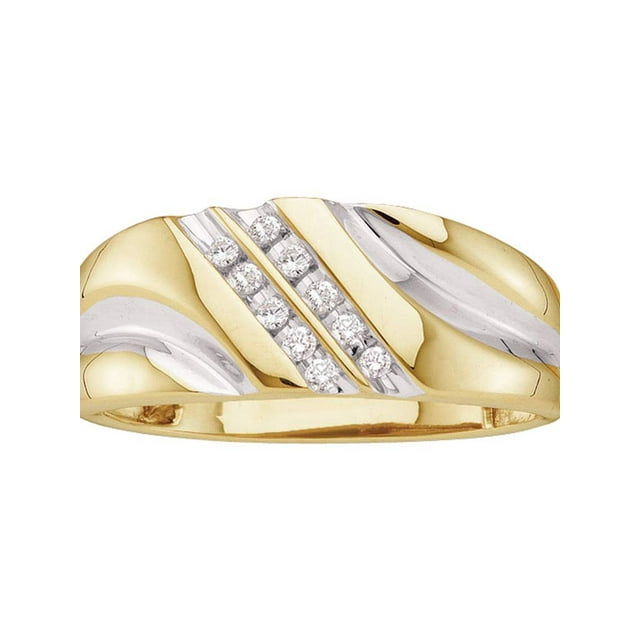 14kt Yellow Gold Mens Round Diamond Wedding Band Ring 1/8 Cttw