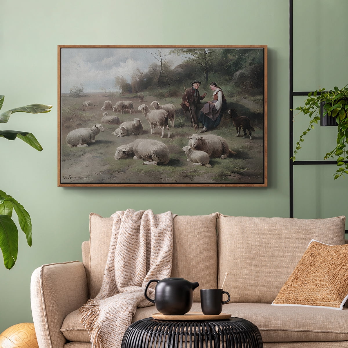 Vintage Landscape-CCLV By Wexford Home Framed in Walnut Wood Gallery Wrapped Canvas 27 in. x 41 in.
