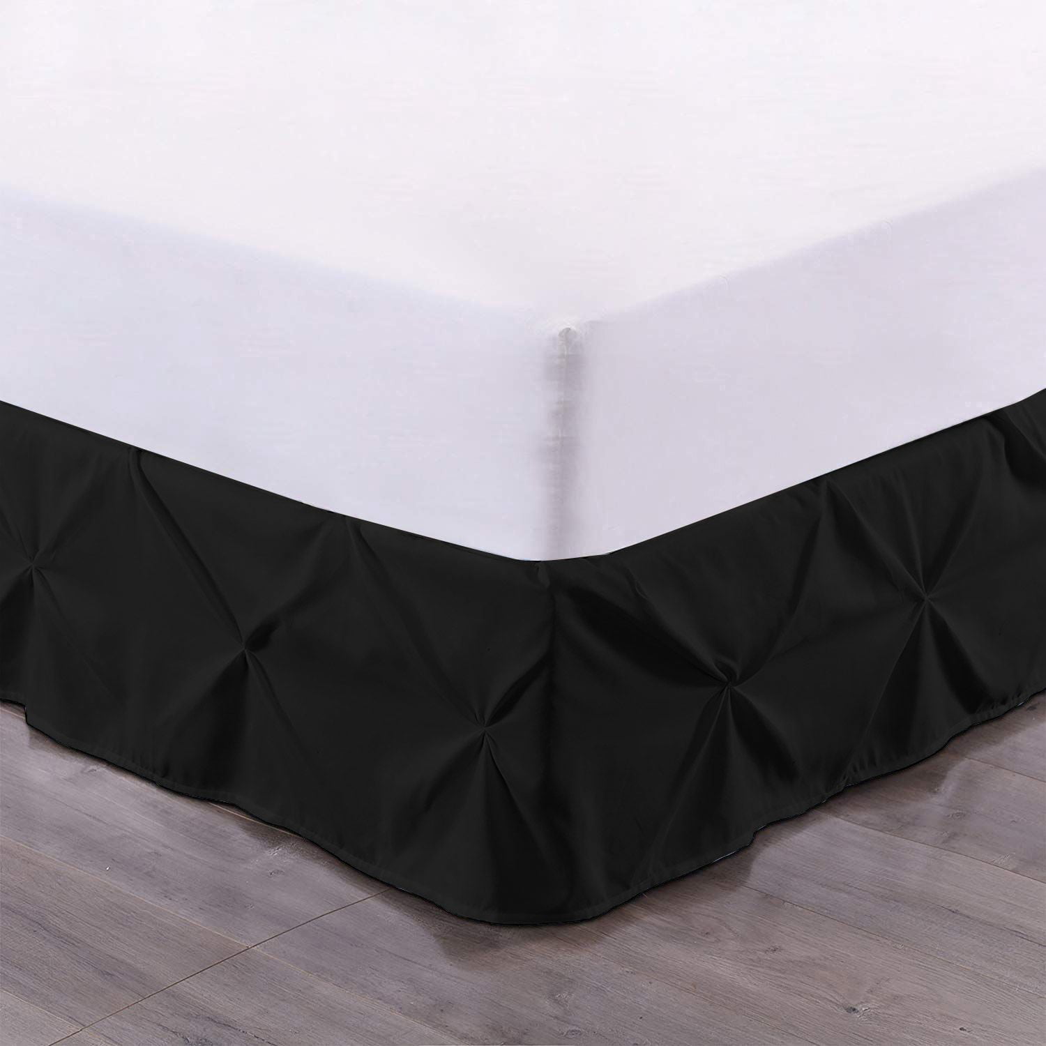 D.N.G. BEDDINGS 1 Piece Pinch Pleated Bed Skirt, 12 Inch Deep Pocket, 800 Thread Cotton 100% Egyptian Cotton, King Size (76" x 80") Inch, Solid Black