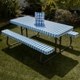 thumbnail image 2 of Hudson Comfort Picnic Table Cover with Bench Covers – Reusable Heavy Duty Vinyl Outdoor Table Cover - Waterproof Picnic Tablecloth with Carry Case - 500GSM (Blue, 96x30 Inch) (8 Feet Long), 2 of 9
