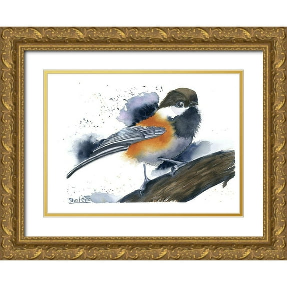 Shefranov, Olga 14x11 Gold Ornate Wood Framed with Double Matting Museum Art Print Titled - Chickadee II