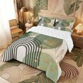 thumbnail image 3 of Meiyoeat Boho Tropical Leaf Full Size Comforter Sets 3-Piece for Teens,Geometric Art Bedding Comforter Set,Green Gold,Reversible,1 Comforter and 2 Pillowcases,1 Comforter and 2 Pillowcases, 3 of 6