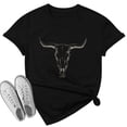 thumbnail image 3 of MOUSYA Boho Cow Skull Shirt Women Cowgirl T-Shirt Vintage Western Rodeo Graphic Tee Short Sleeve Bull Skull Casual Top, 3 of 11