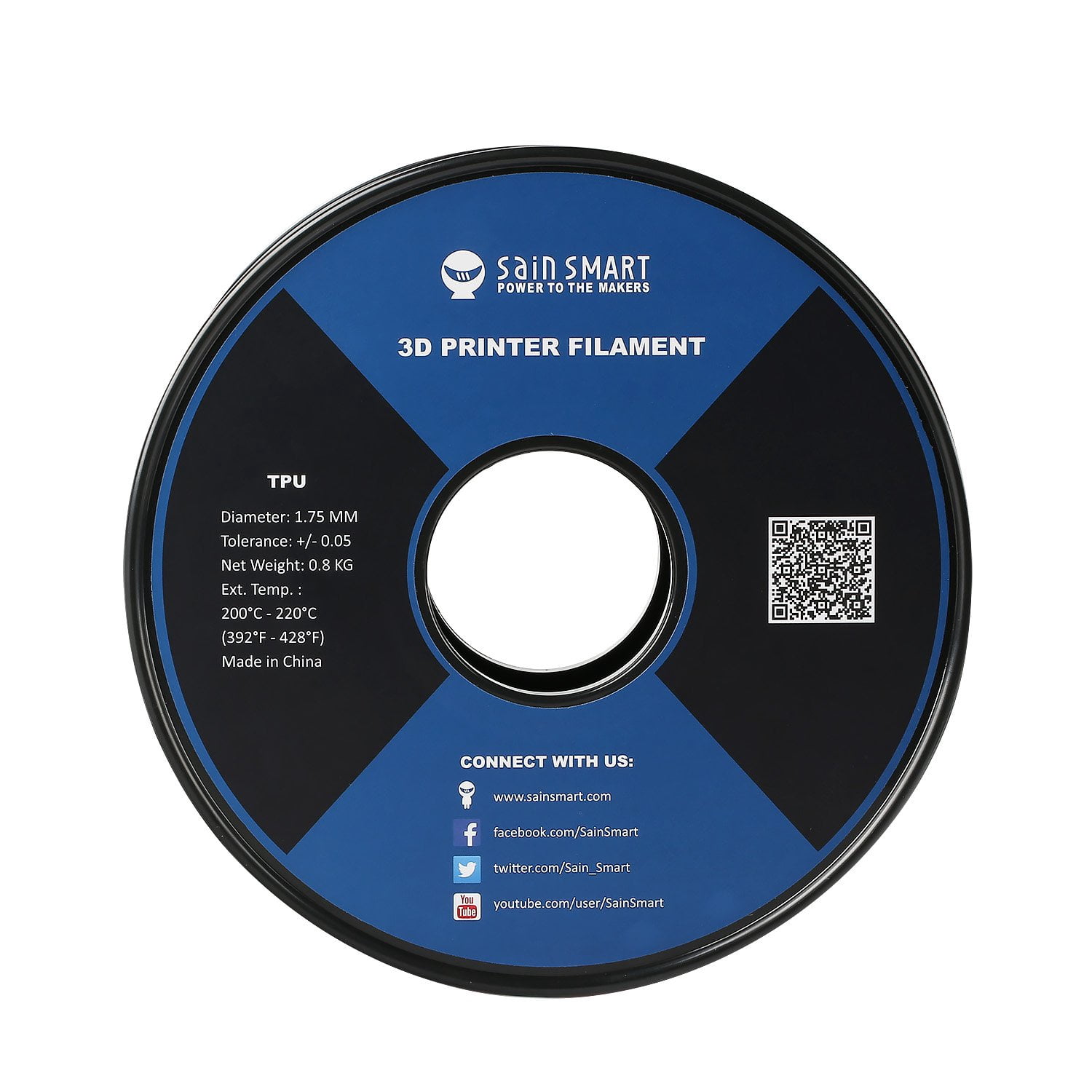 SainSmart - Gray Flexible TPU 3D Printing Filament, 1.75 mm, 0.8 kg, Dimensional Accuracy +/- 0.05 mm