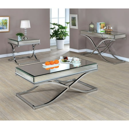 Furniture Of America Sarita Mirror Top 3 Piece Coffee Table Set Furniture Of America Sarita Mirror Top 3 Piece Coffee Table Set