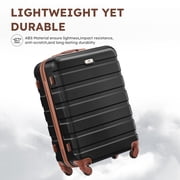 Gowill 6 Piece Luggage Sets,13/20/24/28 inch Hardside Lightweight ABS Suitcase With Expandable Duffle Bag (Black Tan)
