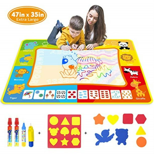 Doodle Mat Funplus Large Size 47 X 35 Of Water Drawing Mat For Kids With 4 Magic Water Pens And 17 Molds No Mess Kids Educa Walmart Com Walmart Com