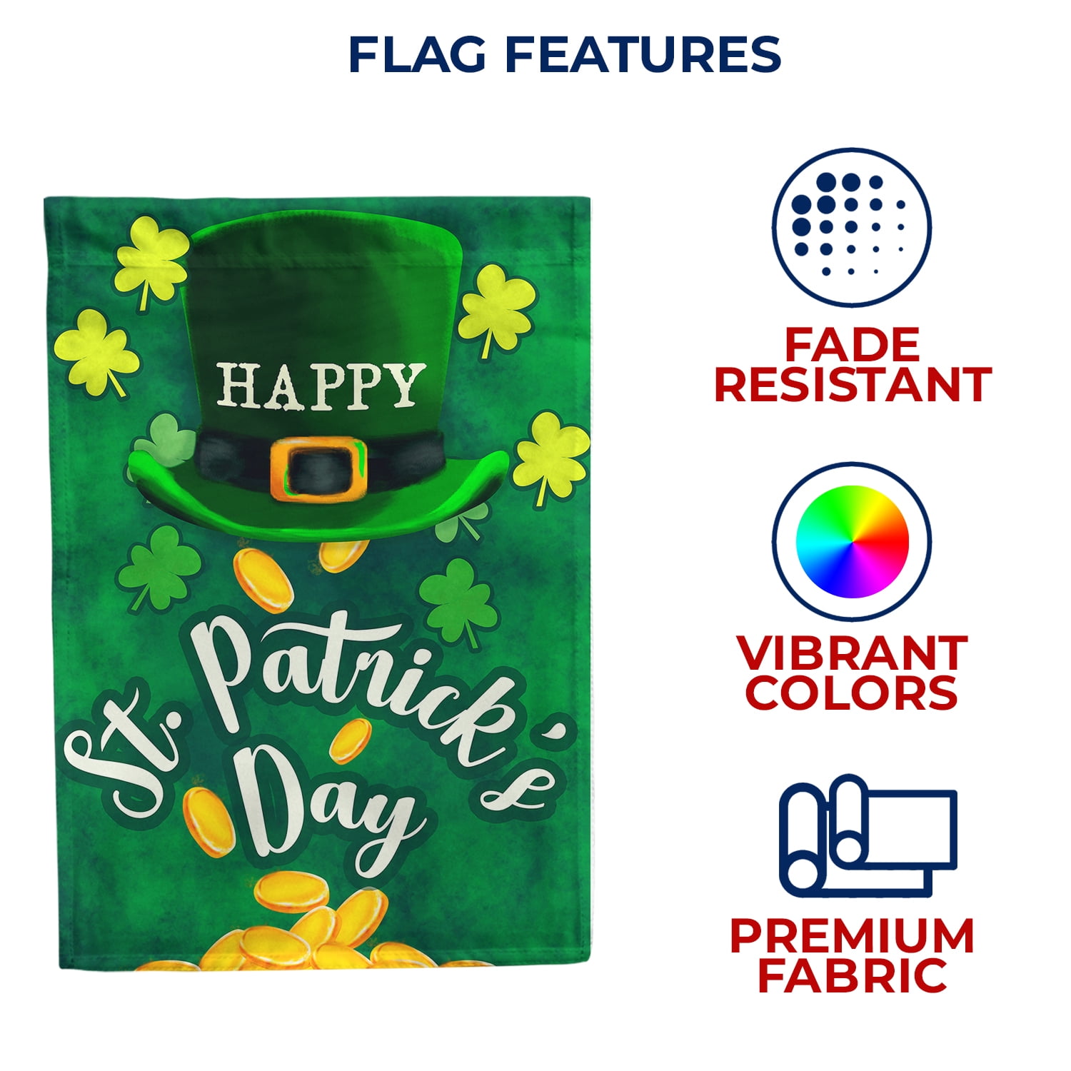 America Forever Happy St Patricks Day Leprechaun House Flag 28 x 40 Inch Double Sided Yard Outdoor Decoration Lucky Clovers Shamrock Gold St. Patrick's Day Flag