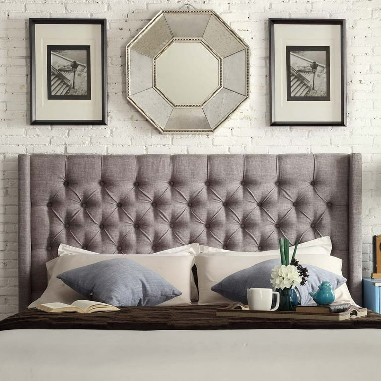 Naples wingback button 2024 tufted king bed