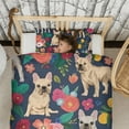 thumbnail image 3 of French Bulldog Dog and Flower Duvet Cover and Pillowcase Set for Single Bedding, Bedroom Accessories for Kids Teens, 3 of 5