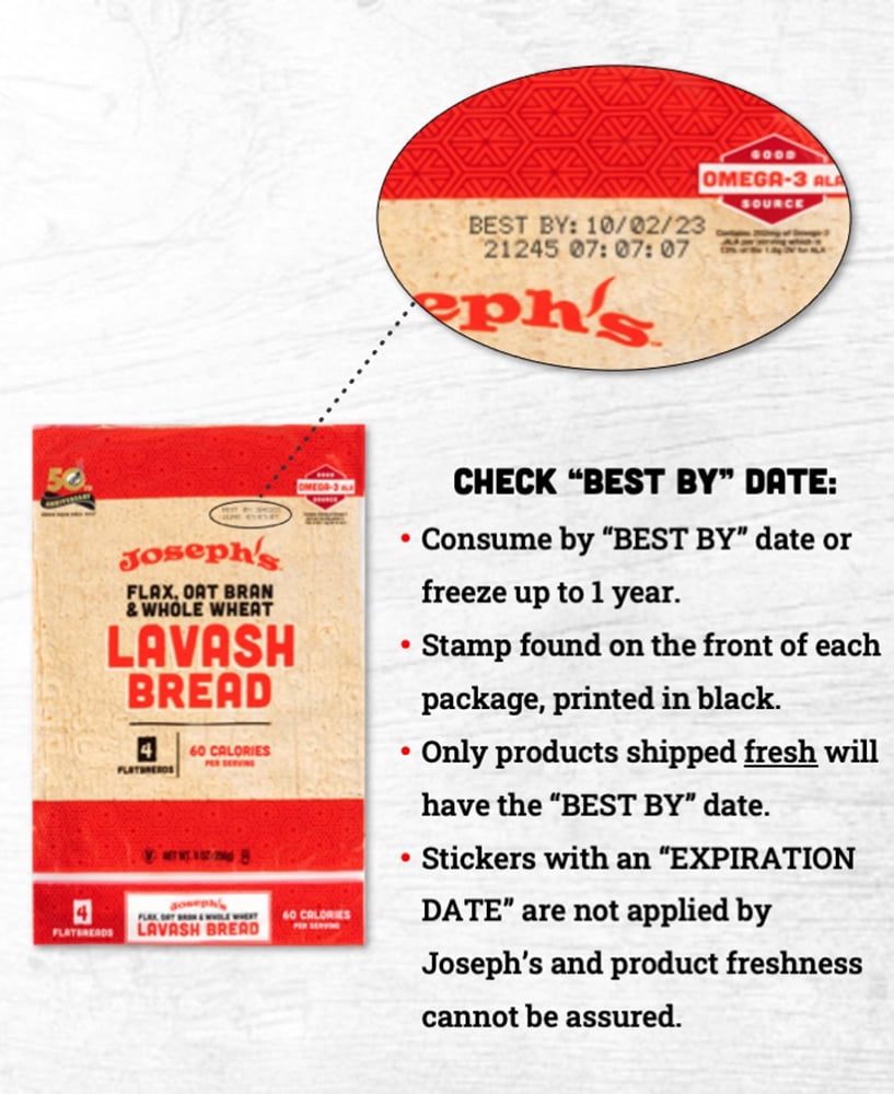 Joseph’s Low Net Carb Flax Lavash Bread, 1 Pack, 4 Count