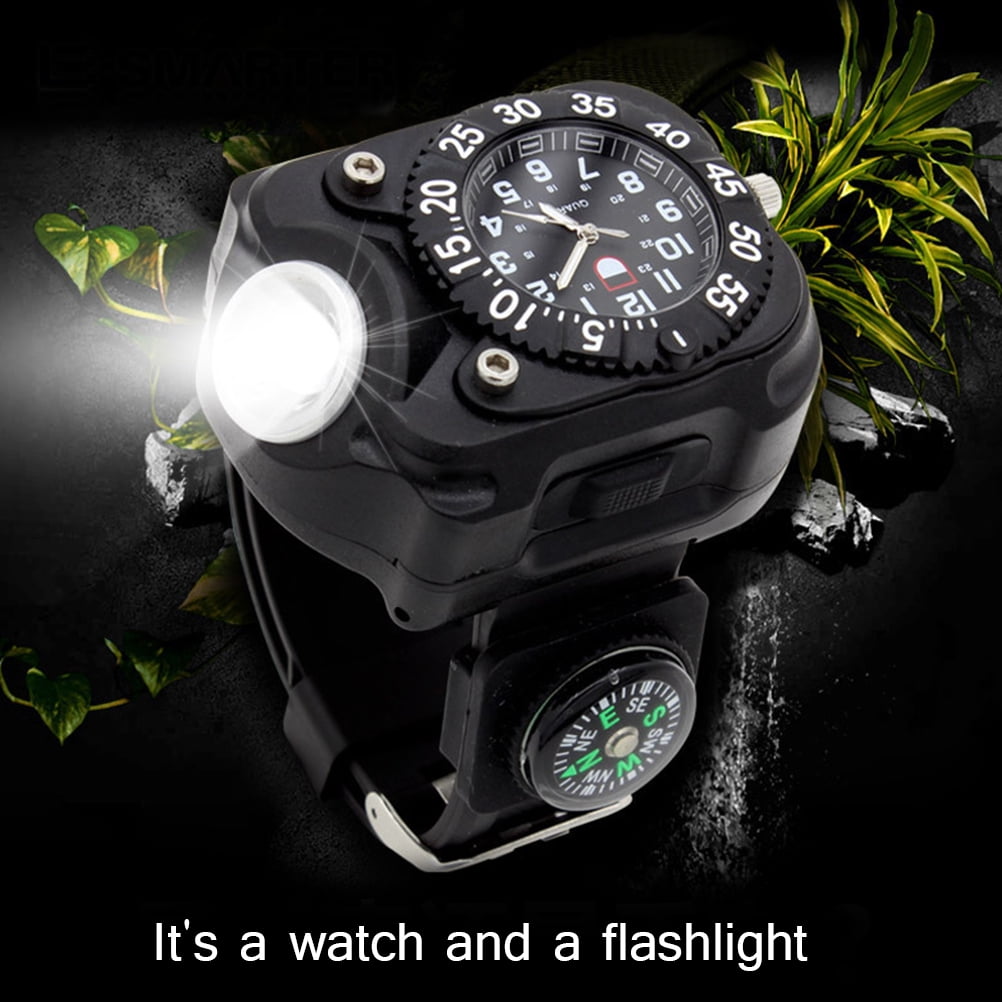Montre à Mousqueton Avec Aiguilles Lumineuses Et LED - Idéale Randonnée, Camping, Accrochage Facile