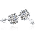 thumbnail image 5 of Pendientes de plata S925 con seis garras, pendientes de diamantes de moda para hombres y mujeres, pendientes clásicos de circonita con corona, 5 of 5