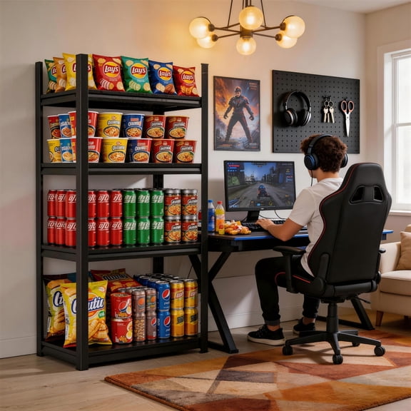 5 Tier Heavy Duty Metal Storage Shelves, 3000 LBS Load Capacity Adjustable Storage Rack, Multipurpose Utility Shelving Unit for Kitchen Garage Pantry Office Warehouse