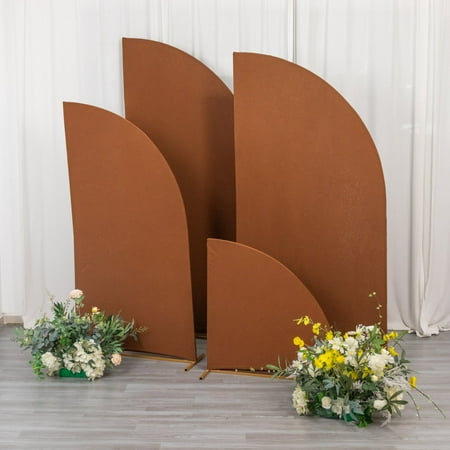 Image of Efavormart Set of 4 | Matte Cinnamon Brown Fitted Spandex Half Moon Wedding Arch Covers Custom Fit Chiara Backdrop Stand Covers - 2.5ft 5ft 6ft 7ft