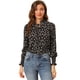 thumbnail image 1 of INSPIRE CHIC Blusa floral vintage con cuello de volantes y cuello fruncido con pu?o fruncido para mujer Negro XL, 1 of 6