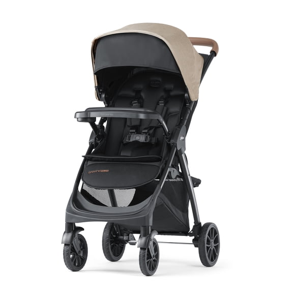 Chicco Bravino Plus Lightweight Stroller, One-Hand Quick Fold, Lie-flat Pramette Seat, Accepts Chicco Infant Car Seats - Oat (Beige)