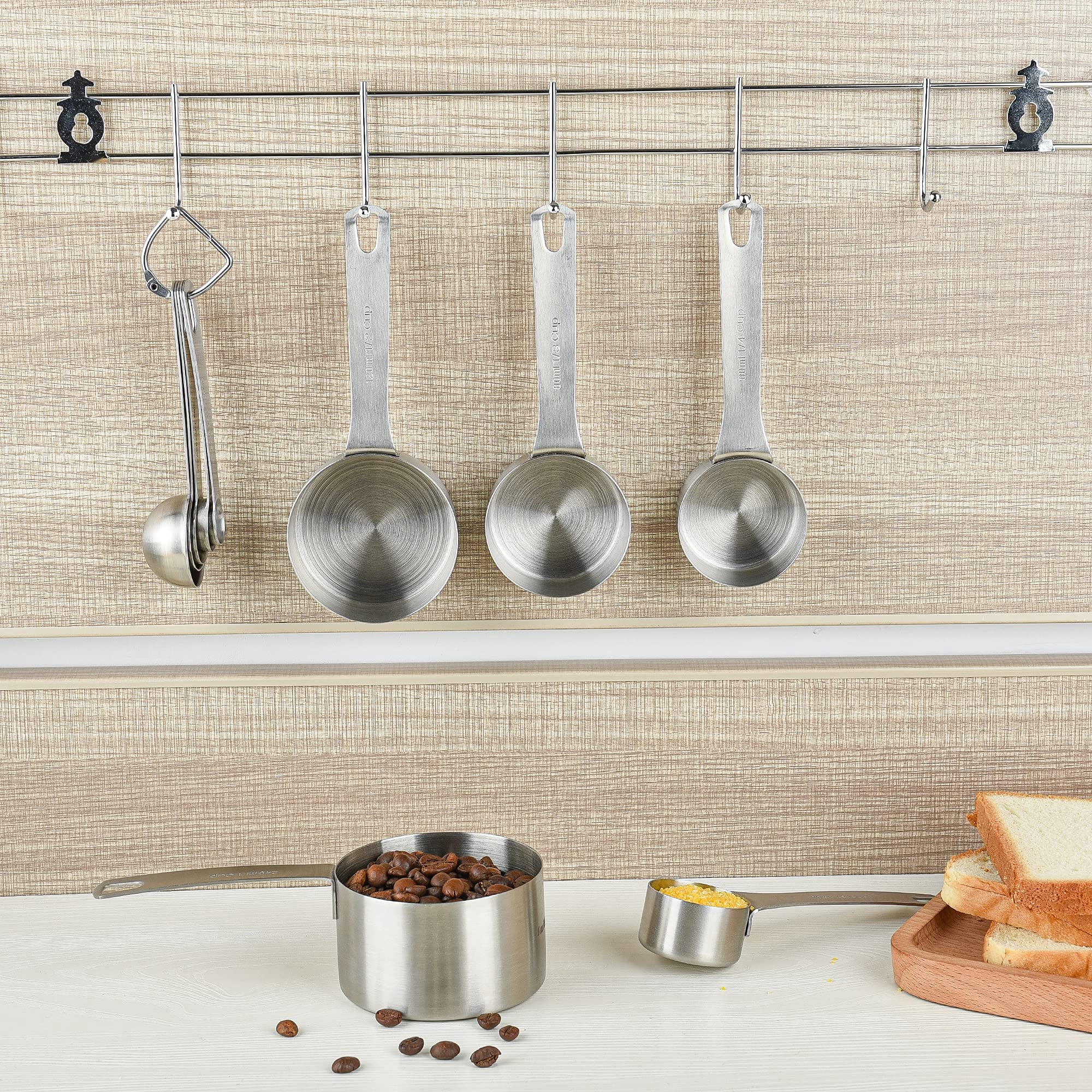 Measuring Cups Set 5  18/8 (304) Stainless Steel For Baking & Kitchen Dry Liquid Metric Measure Cup With 1/8 1/3