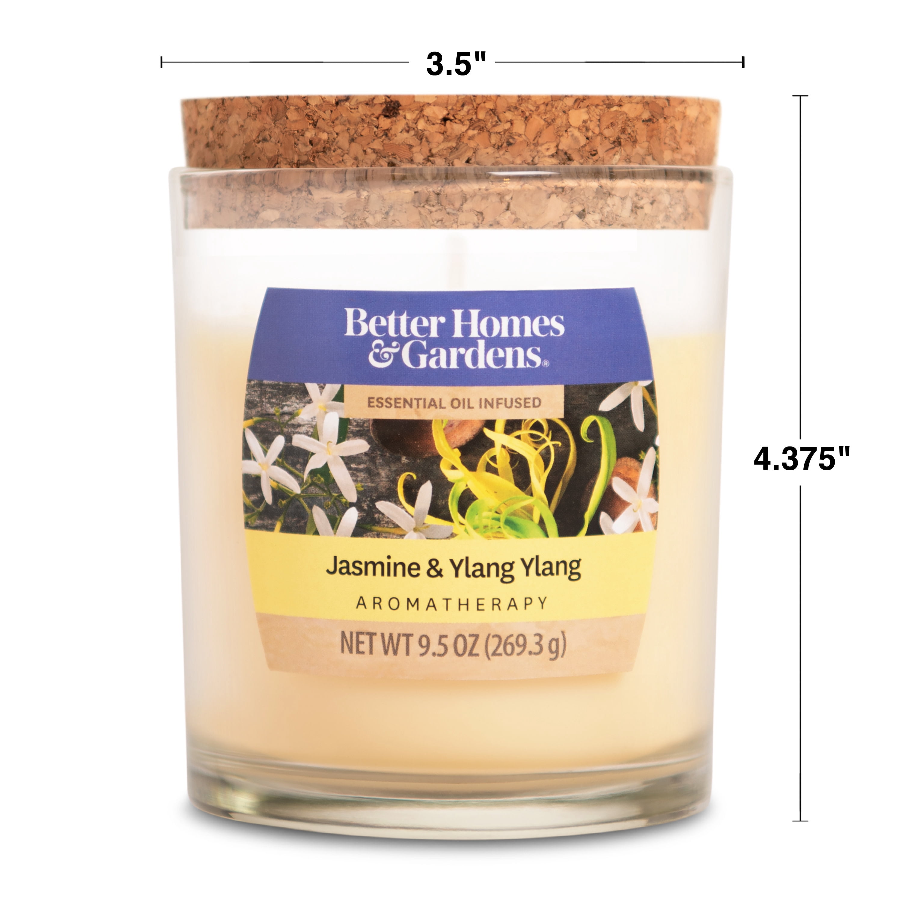 Better Homes & Garden Jasmine & Ylang Ylang Aromatherapy 9.5oz Jar Candle, Yellow